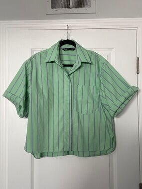 Zara striped poplin shirt